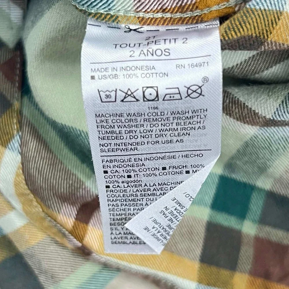 Janie and Jack Toddler Plaid Flannel Shirt and Corduroy Pants Set 2T Brown Green